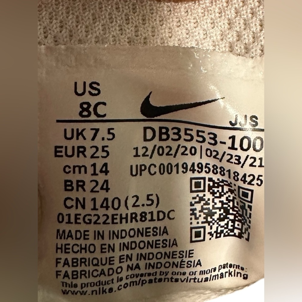 Size 8c - Nike Crater Impact GS Shoes WhiteToddlers Casual Sneaker | DB3553- 101 - Picture 10 of 10